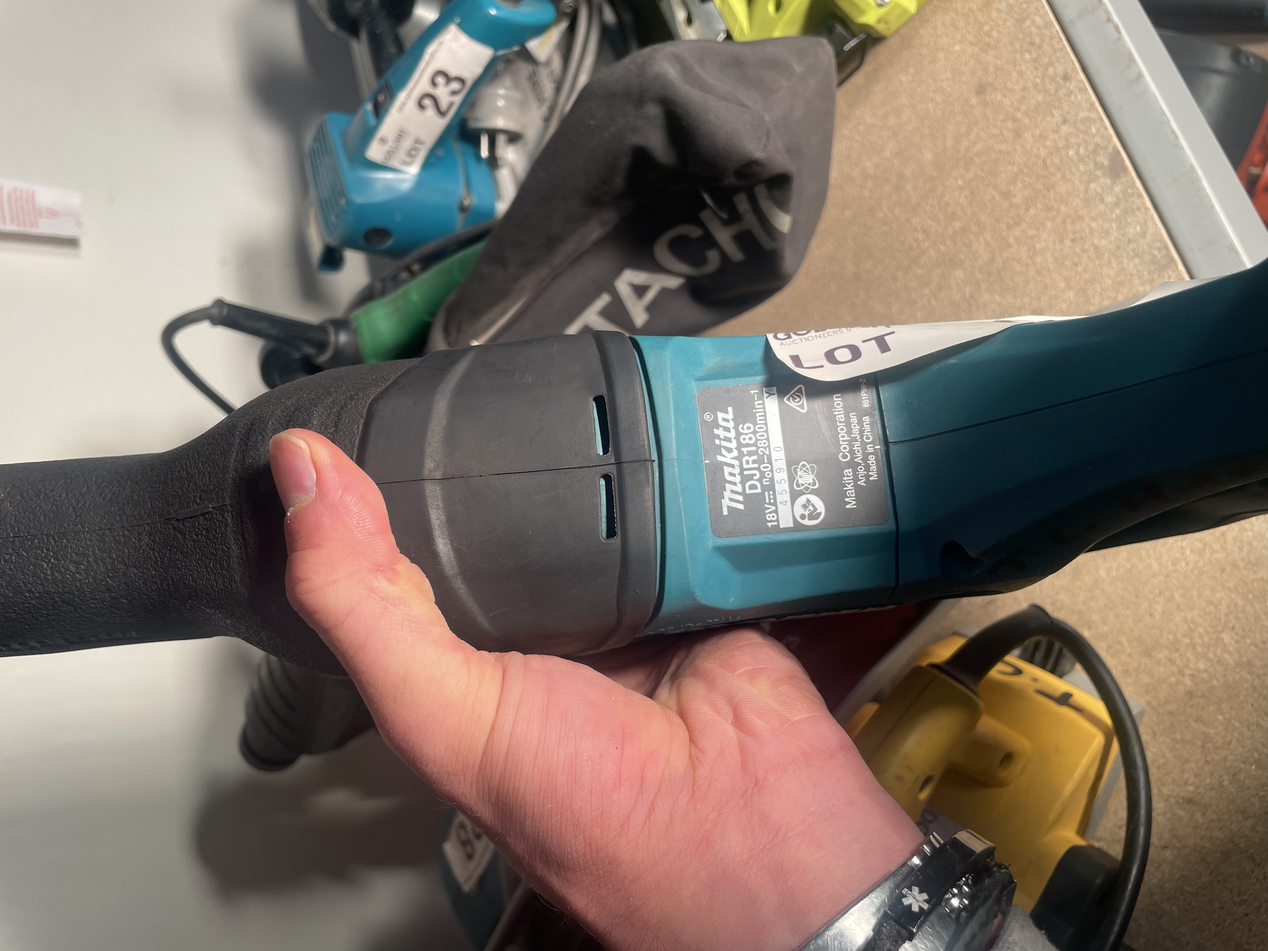 Makita DJR186 18V LXT cordless reciprocating saw.