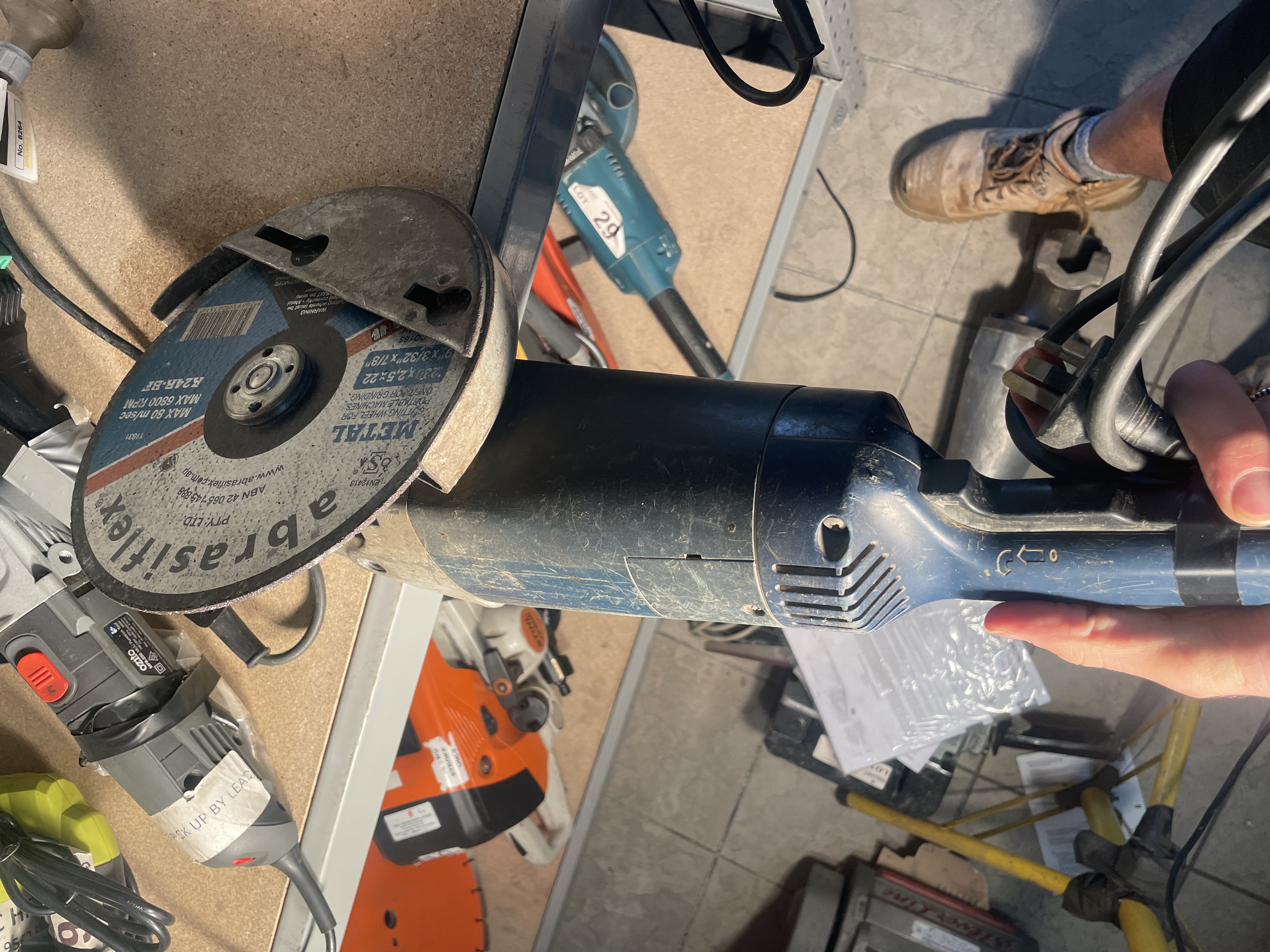 Bosch professional corded angle grinder with a cutting disc