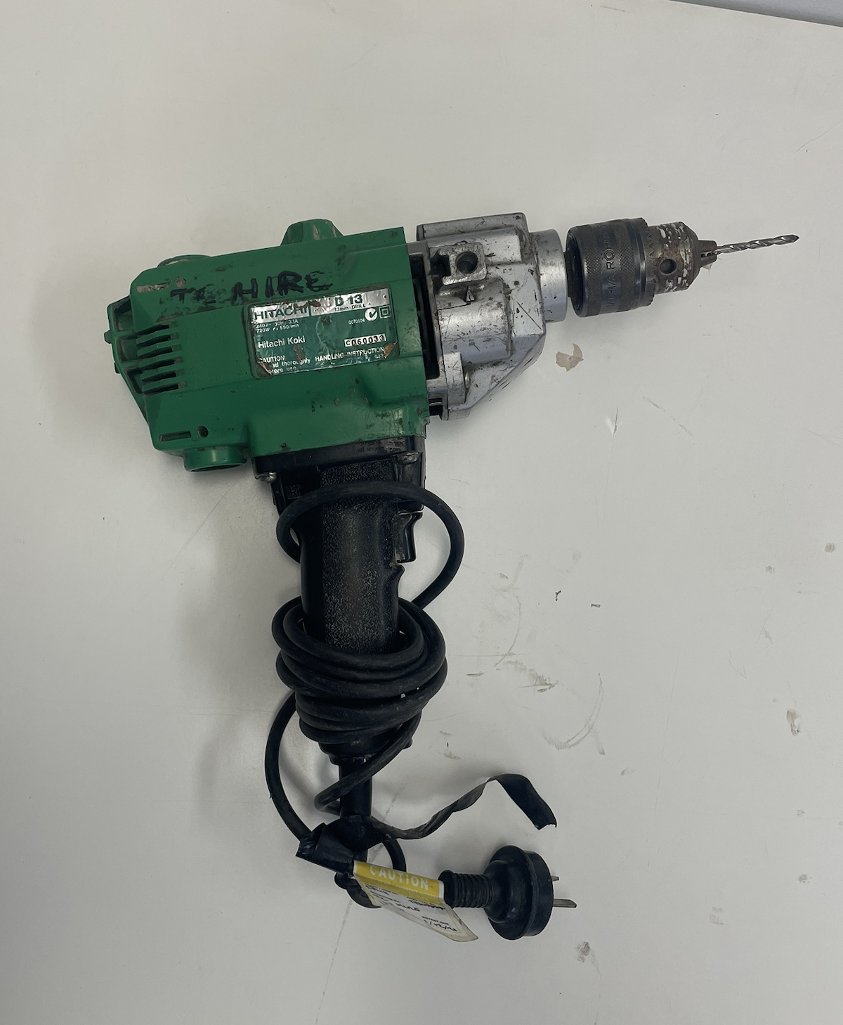 Hitachi D13 13mm corded spade handle drill.