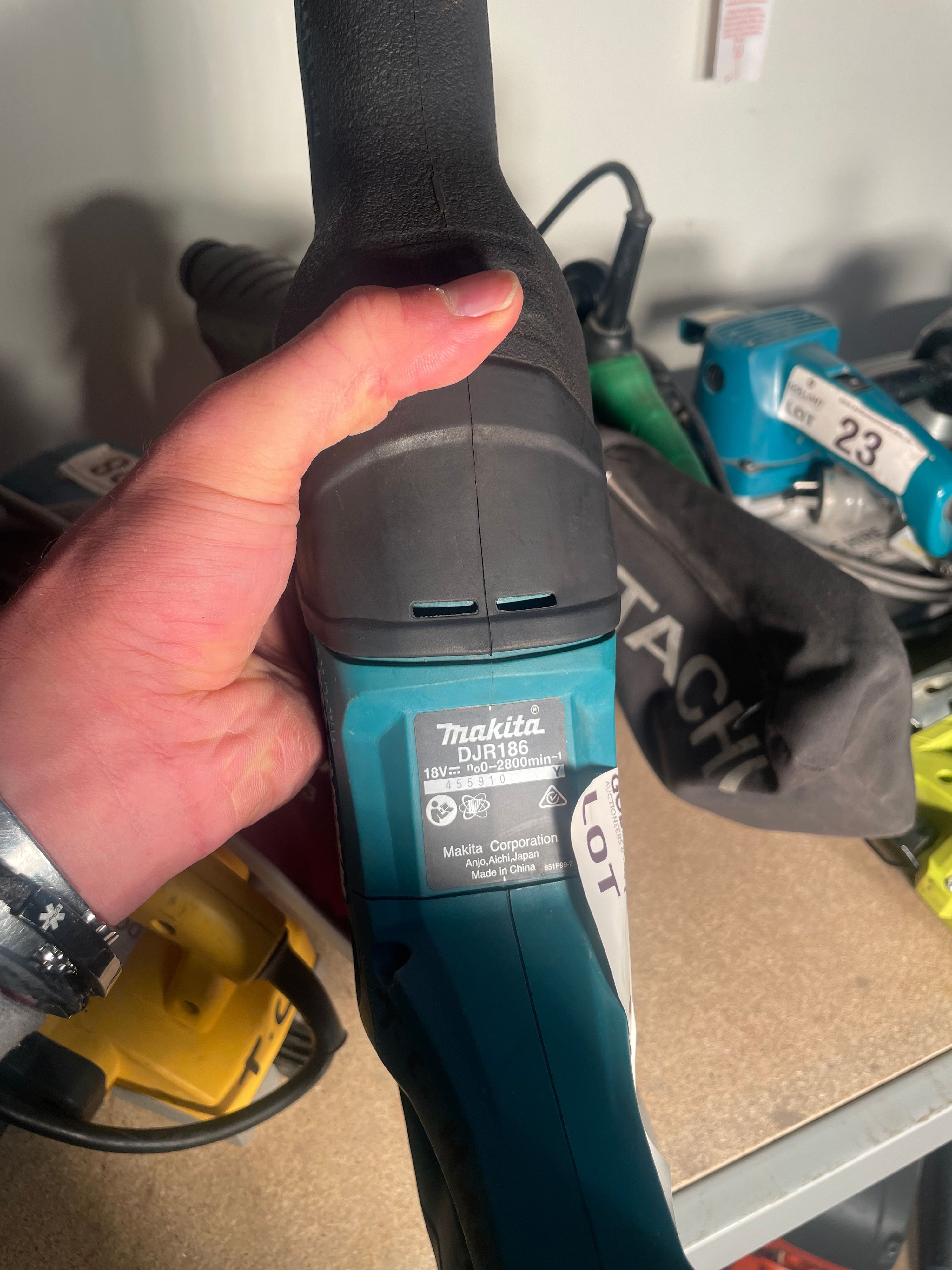 Makita DJR186 18V LXT cordless reciprocating saw.